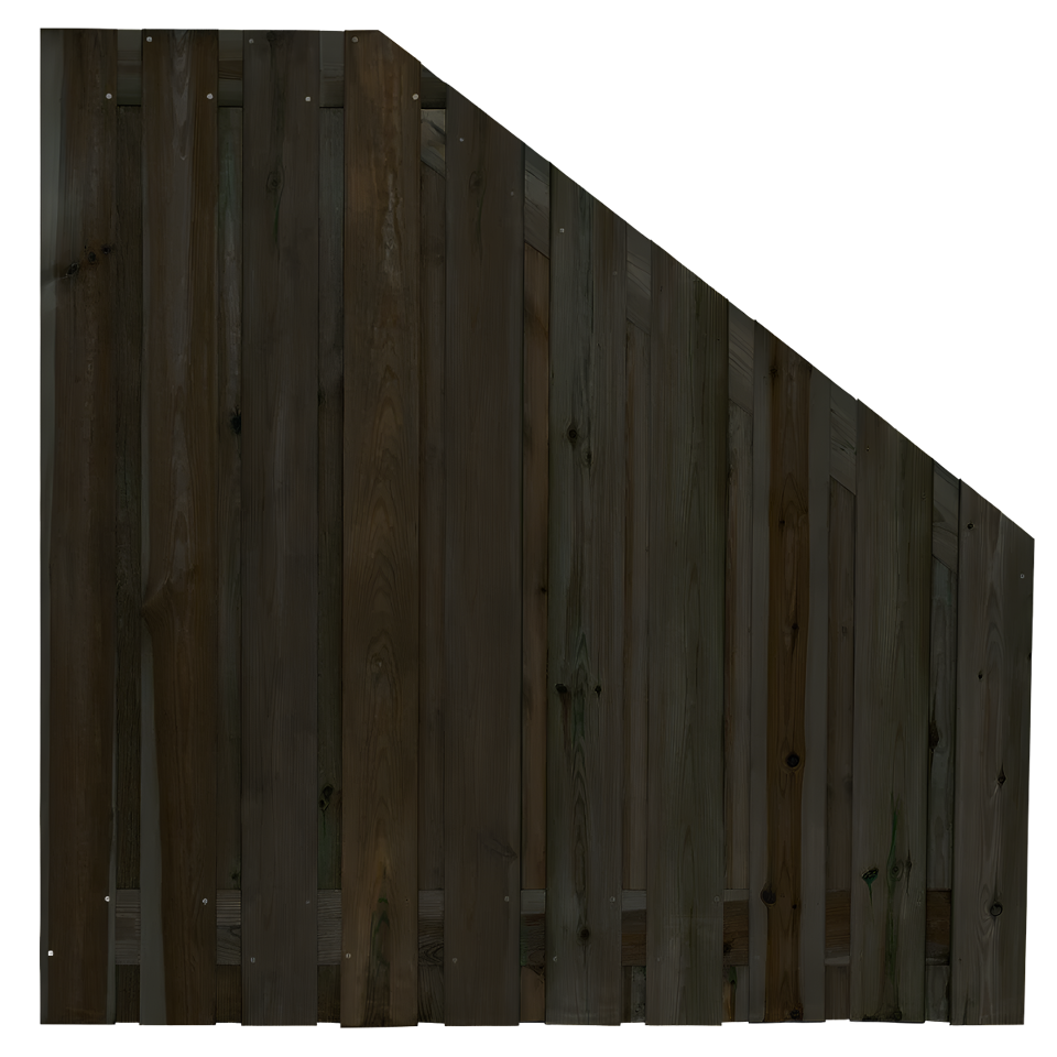 Tuinscherm 21 planks  180/90 x 180 cm Verloopscherm Zwart gespoten