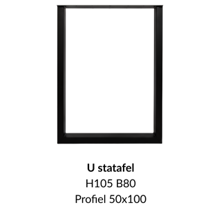 Metalen onderstel U elegant statafel zwart RAL9005 - 105cm hoog - 80cm breed. Profiel 50x100mm