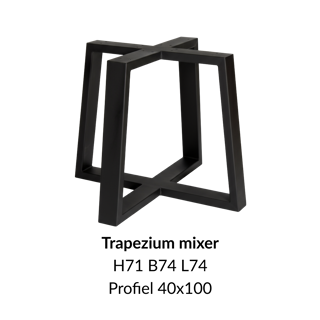 Metalen onderstel U trapezium mixer zwart RAL9005 - 74-90cm breed. Profiel 100x100mm