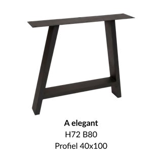 Metalen onderstel A elegant zwart RAL9005 - 80cm breed. Profiel 40x100mm