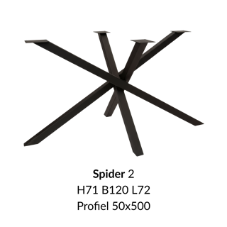 Metalen onderstel Spider 2 zwart RAL9005 - 120x80cm. Profiel 50x50mm