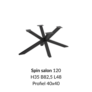 Metalen onderstel Spin 120 salon zwart RAL9005 - 48x82,5cm. Profiel 40x40mm