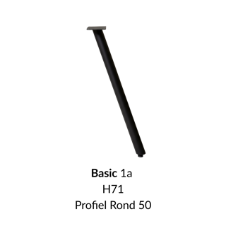 Metalen onderstel Basic 1 zwart RAL9005 -  Profiel Ø50mm set 4 stuks