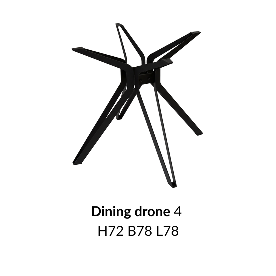 Metalen onderstel Dining Drone 4 zwart RAL9005 - 89x72cm.
