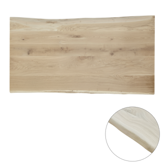 Tafelblad rustiek eiken 2-lange zijden boomkant 40mm 1000x1000 onbehandeld