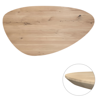Tafelblad rustiek eiken kiezel ovaal facet kant ronding rechts 40mm 3000x1400 onbehandeld