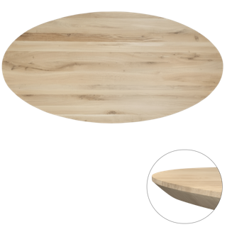 Tafelblad rustiek eiken ovaal facet rand 40mm 200x100 onbehandeld
