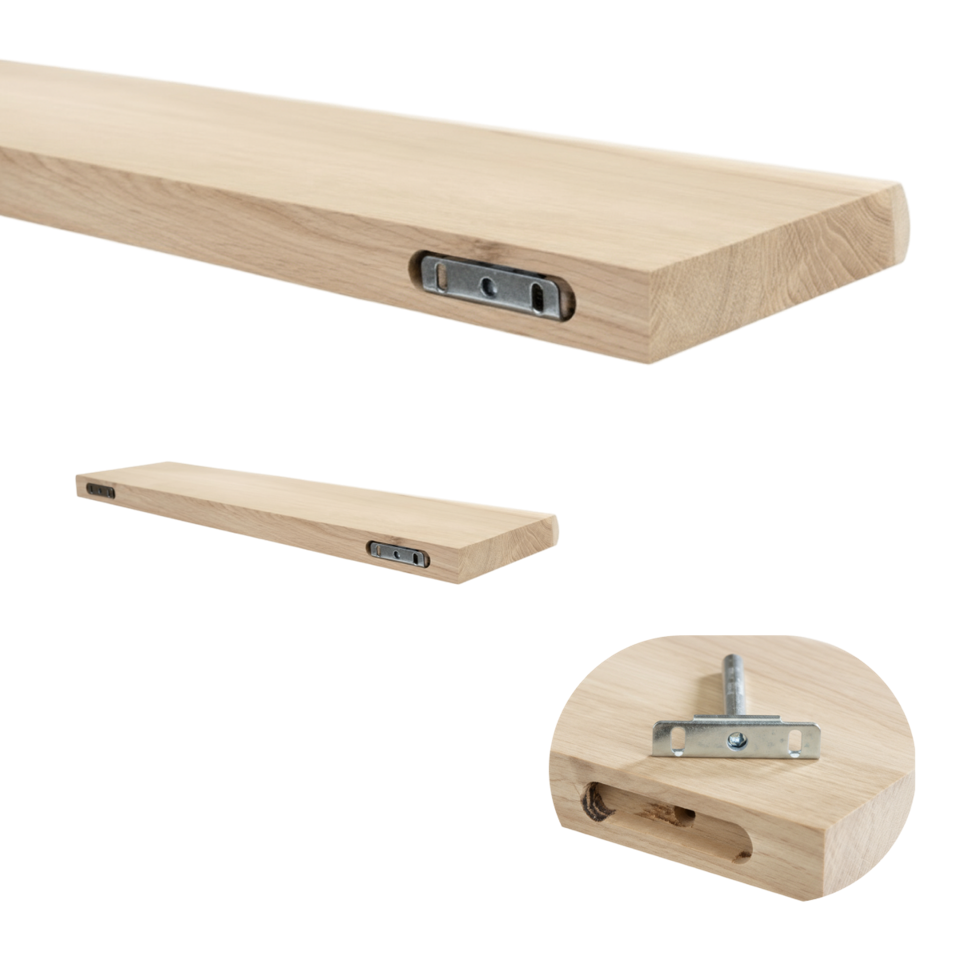 Plank rustiek eiken boomkant 40mm 1000x150 onbehandeld met blind bevestiging
