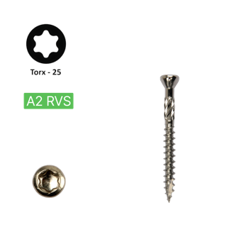 Hardhout schroef 5,0 x 40 Torx (T25) | PFS+ RVS C2 | 200 stuks