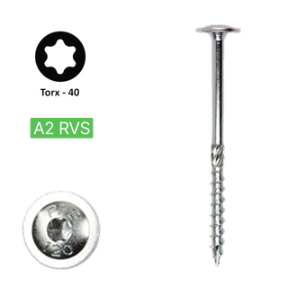 Flenskop schroef 8,0 x 80 Torx (T30) | PFS+ RVS A2 | 50 stuks