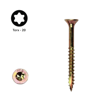 Spaanplaatschroef 4,0 x 50 Torx (T20) | PFS+ verzinkt | 200 stuks