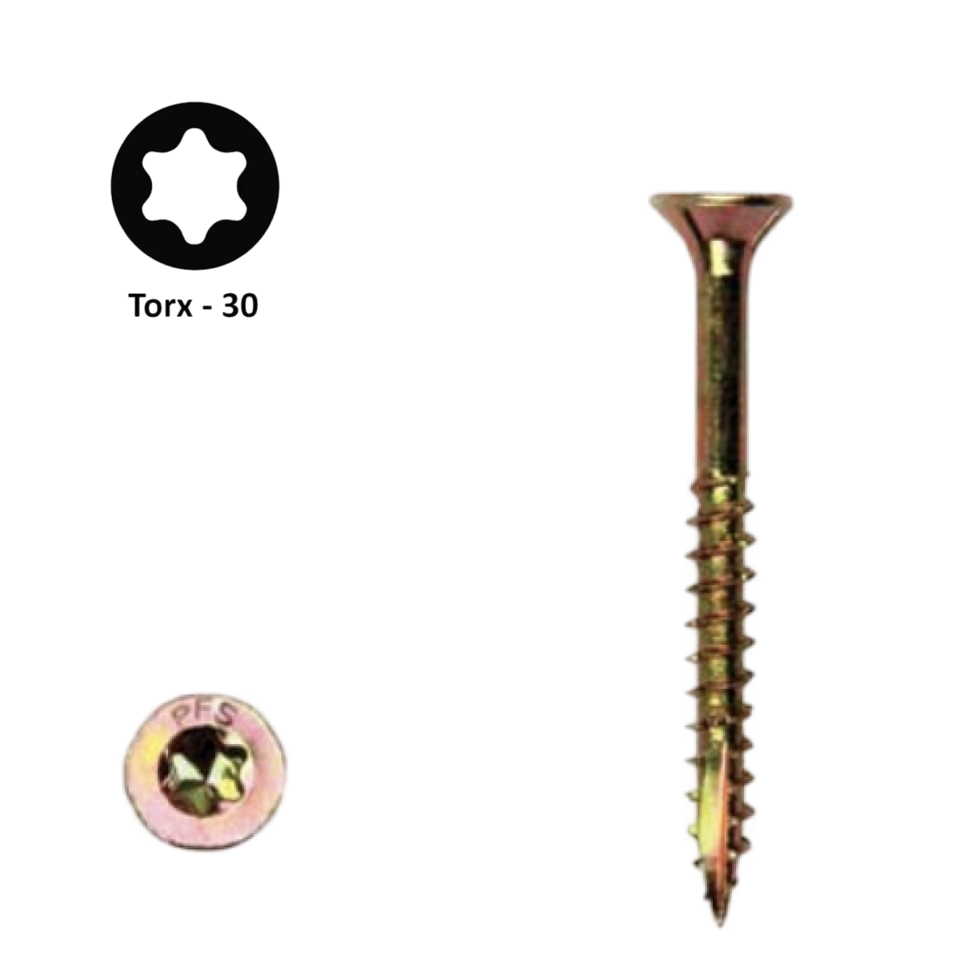 Spaanplaatschroef 6,0 x 60 Torx (T30) | PFS+ verzinkt | 200 stuks