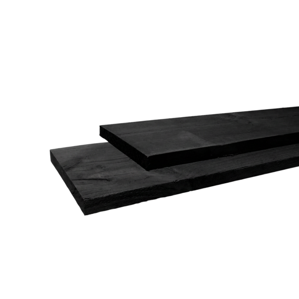Plank Fijnbezaagd zwart  25 x 250 mm Zwart 4,00 mtr Lariks / Douglas